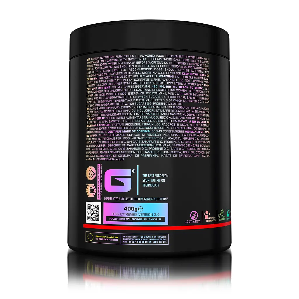 Передтренік Genius Nutrition Fury extreme Raspberry 400 г - фото 2