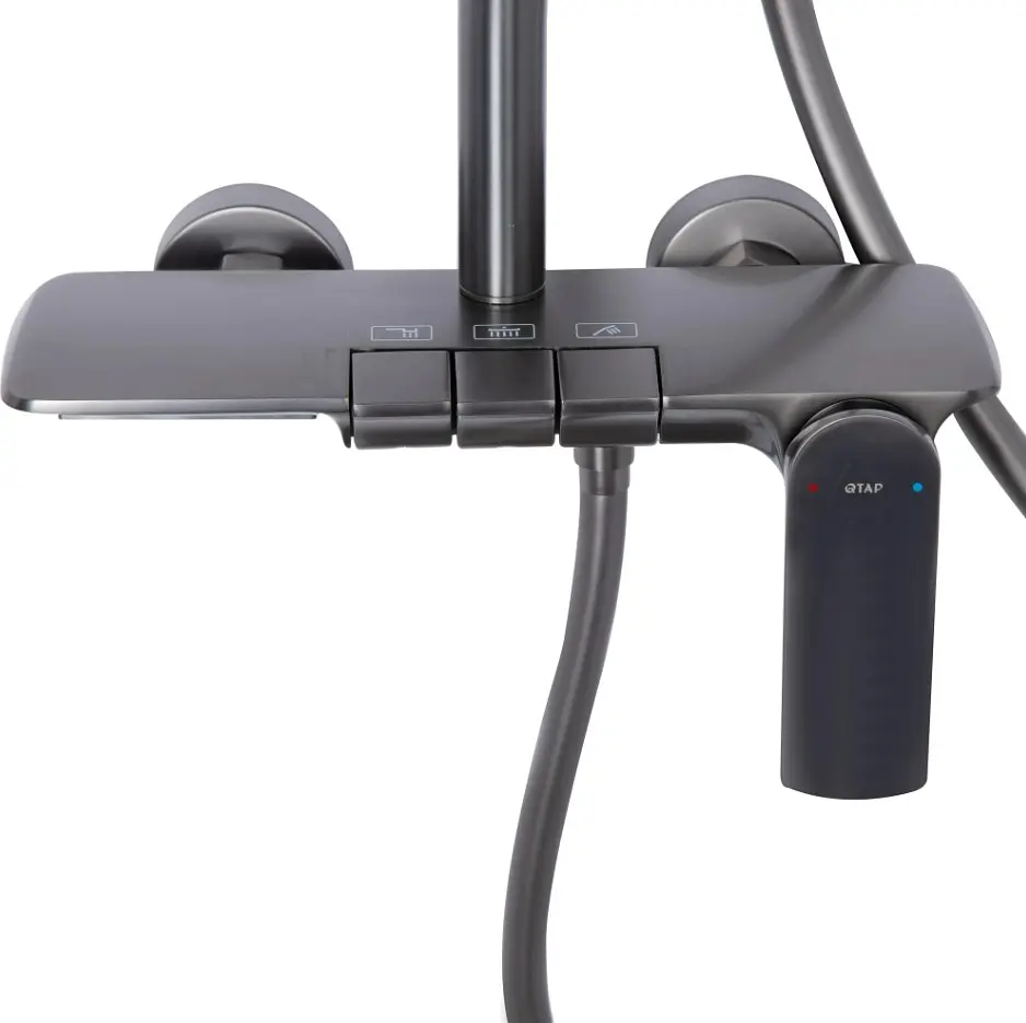 Душова система універсальна Qtap Slavonice Gunmetal Black PVD з виливом QTSLA111GMB45905 - фото 9