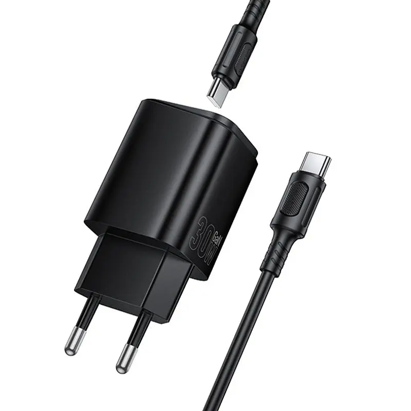 СЗУ Borofone BAS85A Star PD30W+QC3.0 (1USB-A/1C) + кабель Type-C to Type-C Black - фото 5