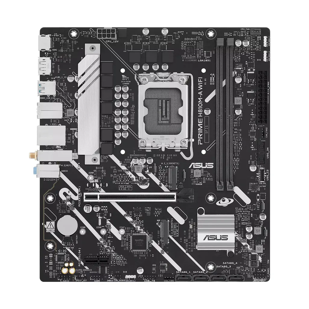ASUS Материнська плата PRIME H810M-A WIFI s1851 H810 2xDDR5 M.2 HDMI DP Wi-Fi BT ATX