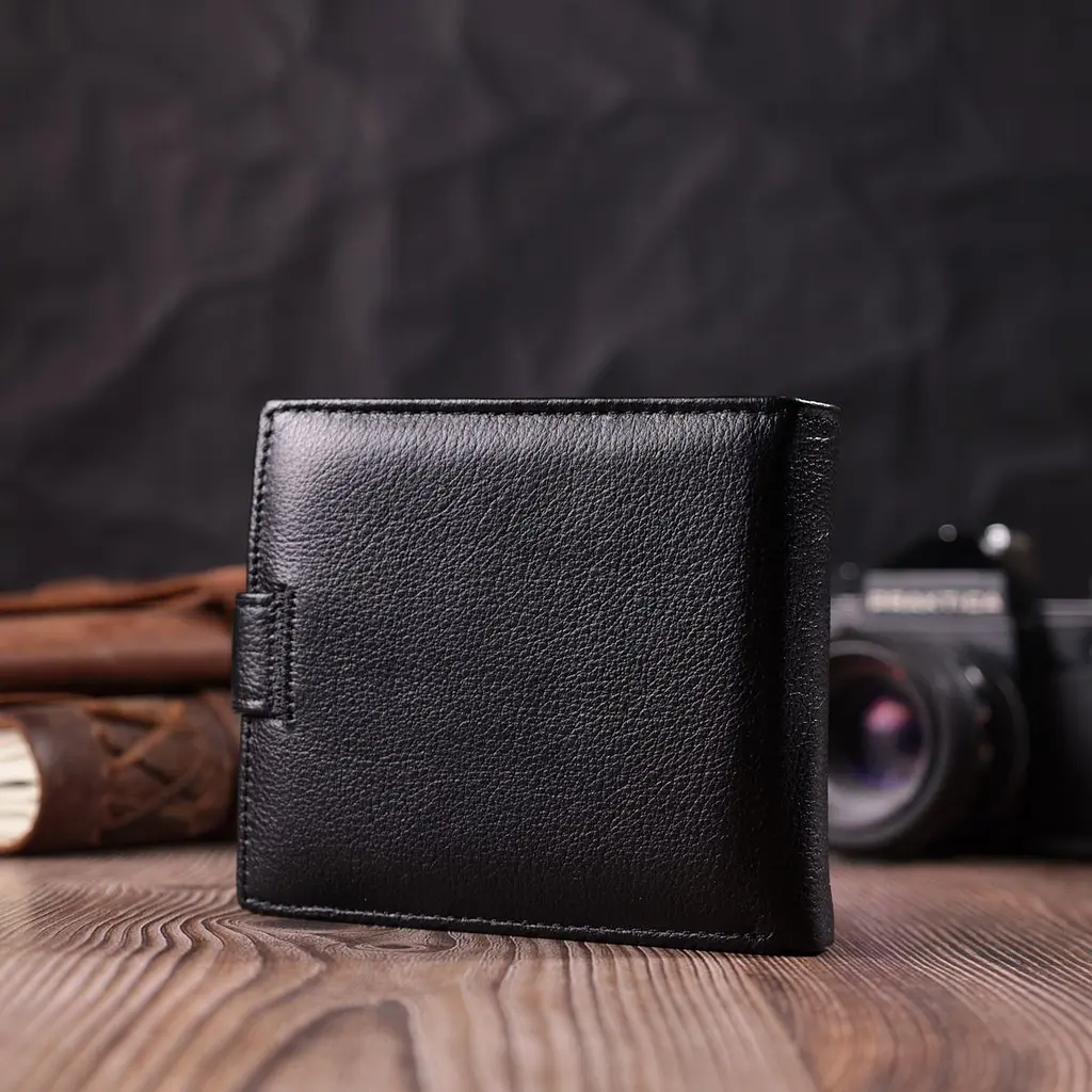 Чоловічий трендовий гаманець із натуральної шкіри ST Leather 22553 чорний - фото 8