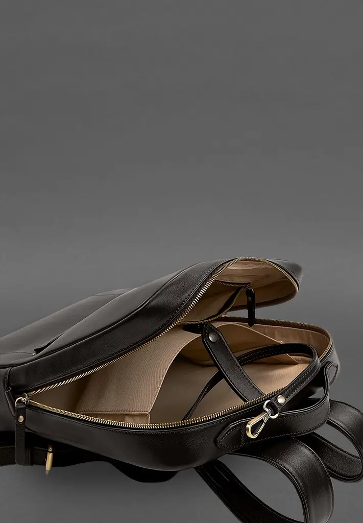 Шкіряний рюкзак на блискавці Cooper maxi темно-коричневий - фото 5