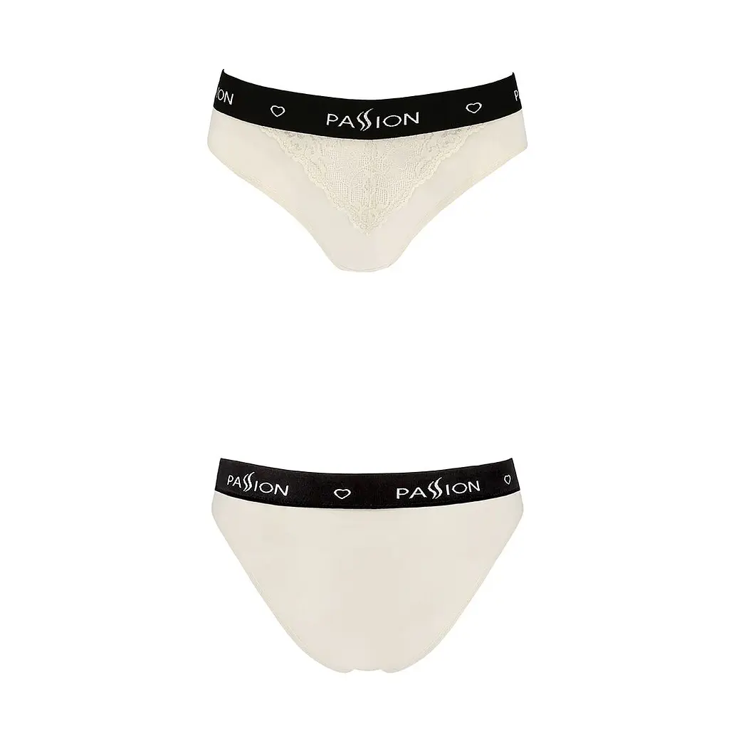 Трусики з широкою гумкою і мереживом Passion PS001 PANTIES S, ecru - фото 4