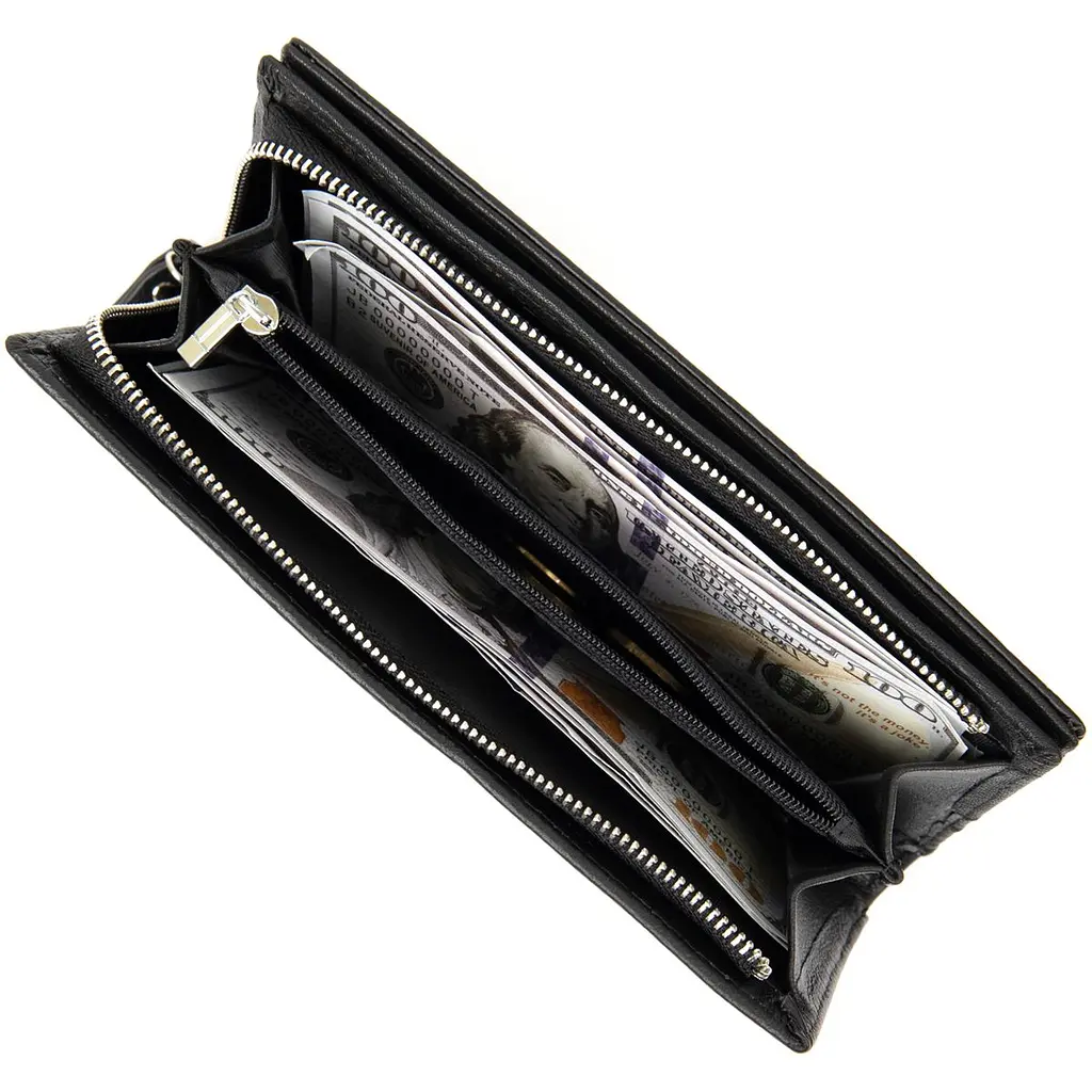 Практичний шкіряний гаманець-клатч ST Leather 19371 чорний - фото 9