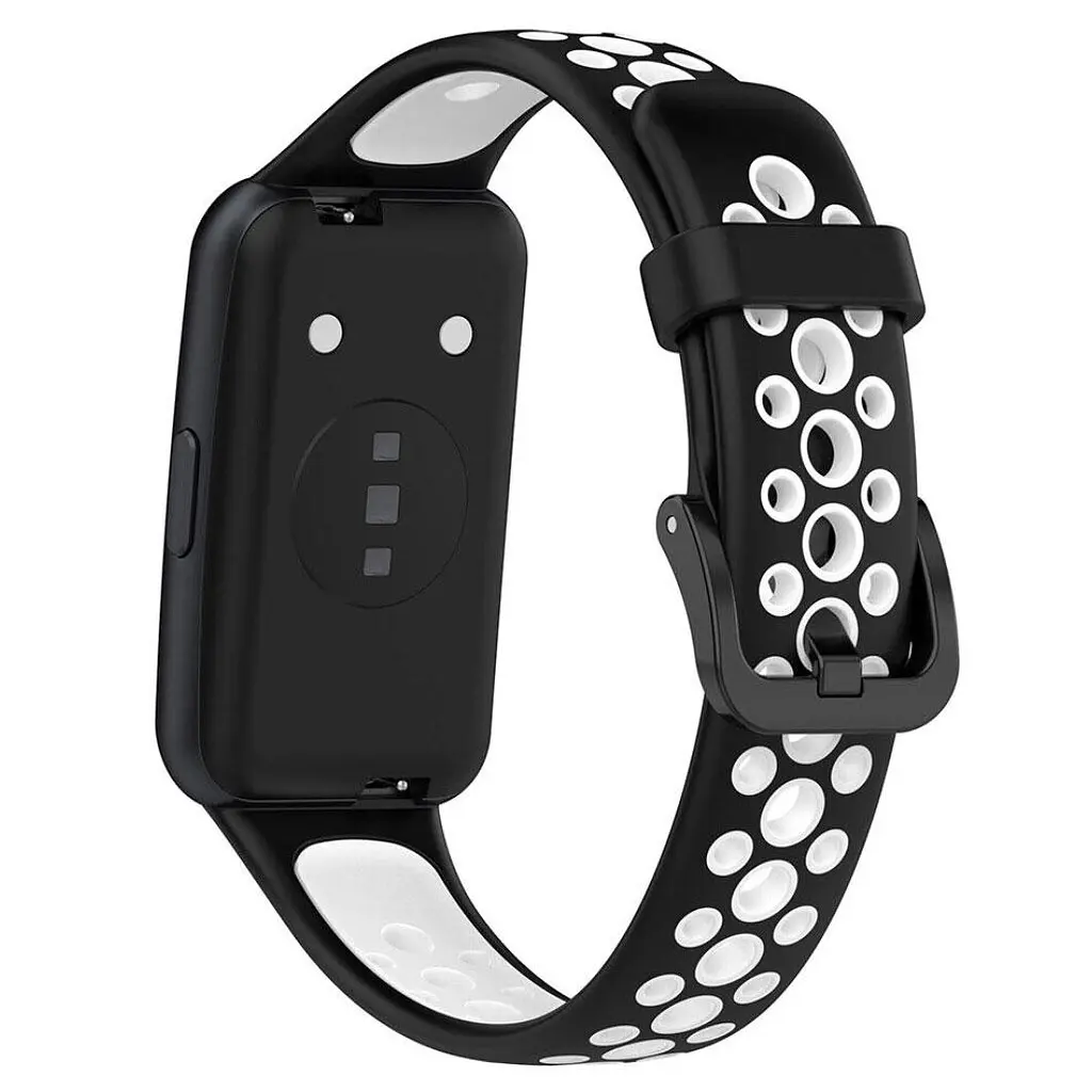 Силиконовый ремешок Primolux Perfor Classic для фитнеса браслета Huawei Band 7- Black White - фото 2