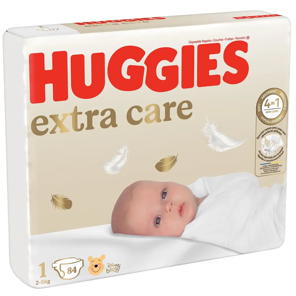 Підгузки Huggies Extra Care Розмір 1 (2-5 кг) 84 шт (5029053578057) - фото 2