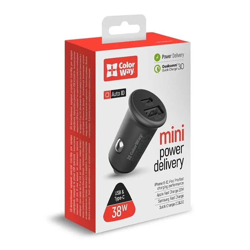 Автомобільний зарядний пристрій ColorWay (2USBx3A, 38W) Power Delivery Port+QC3.0 Gray (CW-CHA029PD-GR) - фото 4