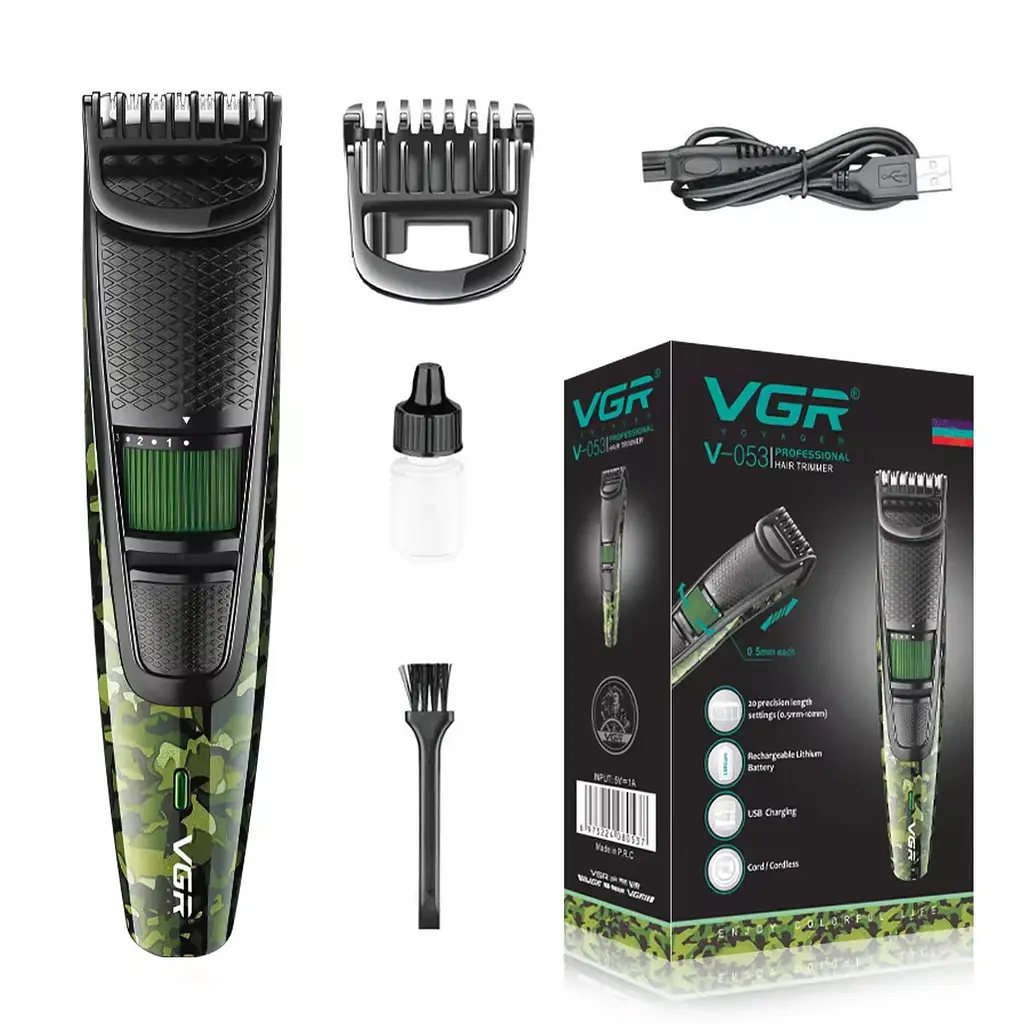 Машинка для стрижки волосся VGR V-053 акумуляторна 1 насадка 500mAh 5W Camo - фото 2