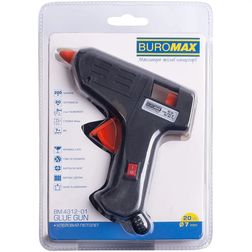 Клейовий пістолет Buromax 7 мм 20W (BM.4312-01) - фото 2