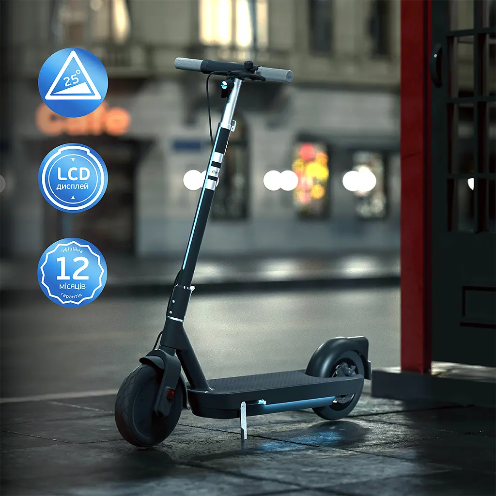 Електросамокат OKAI ES30-NEON PRO Black 10", 350(700)W, 14.7Ah, 80km, 25km\h, 25%, NFC, App, 21kg (ES30-B) - фото 7