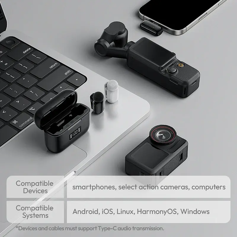 Бездротова мікрофонна система Ulanzi A200 Mini Mic, dual-mic, (Type-C) Black - фото 10