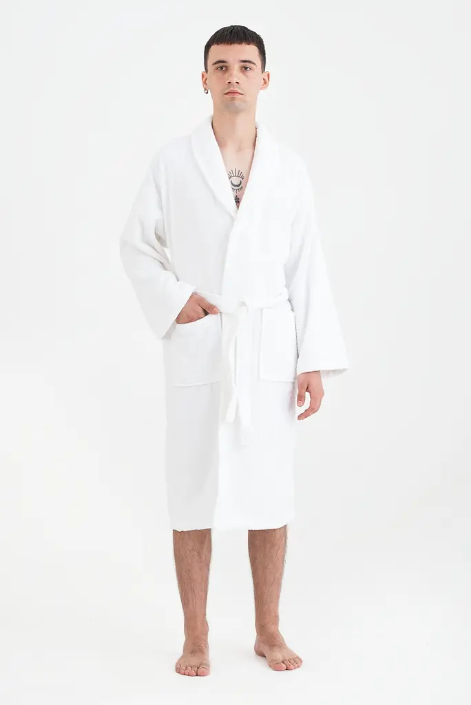 Халат махровый unisex Lotus Home - Basic Line white XL - фото 3