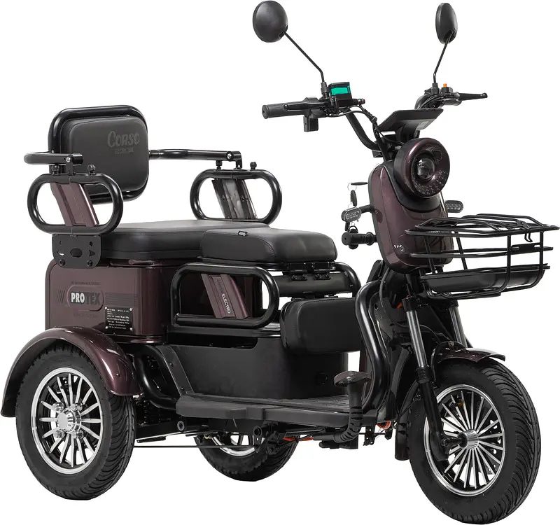 Триколісний Електроскутер Corso Protex MAX (1200W, 72V, 28Ah) Коричневий