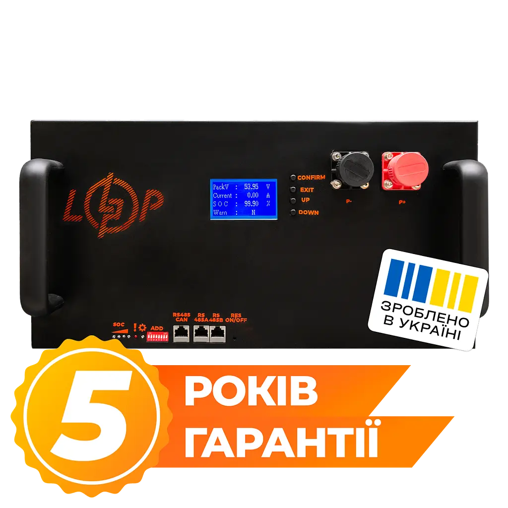 Акумулятор LP LiFePO4 51,2V - 160 Ah (8192Wh) (BMS 200A/100А) LCD метал RM Smart RS485/CAN - фото 2
