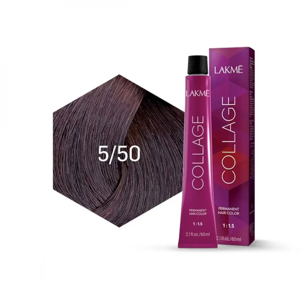 Перманентная краска для волос Lakme Collage Creme Hair Color оттенок 5/50 (махагон светло-коричневый) 60 мл - фото 2