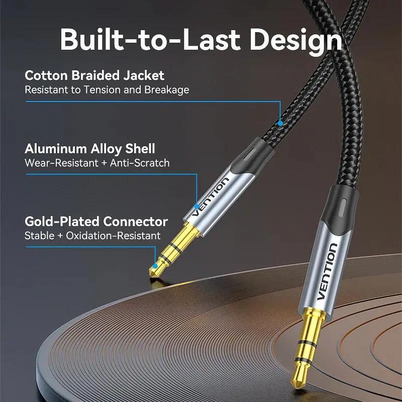 Кабель Vention 3.5mm Male to 2.5mm Male 5m Black (BKFHJ) - фото 9