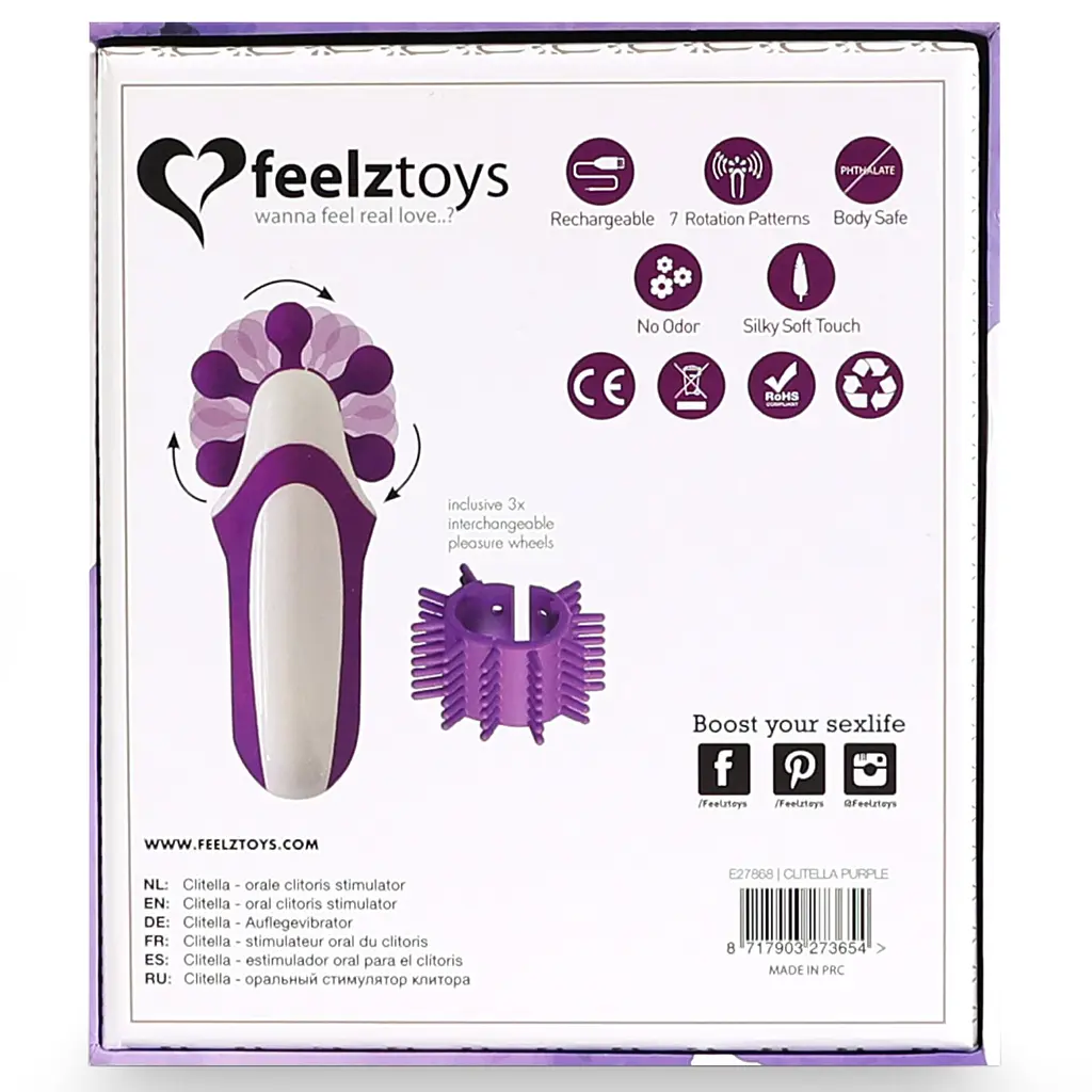 Стимулятор з імітацією оральних пестощів FeelzToys - Clitella Oral Clitoral Stimulator Purple - фото 7
