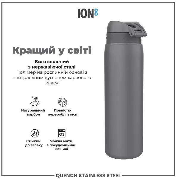 Бутылка для воды ION8 металлическая 1200 мл Stainless Steel Grey (I8SS1000GRY) - фото 6