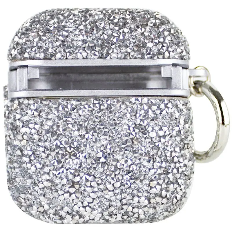 TPU чехол Bling World Rock Diamond для наушников AirPods 1/2 Серебряный - фото 2
