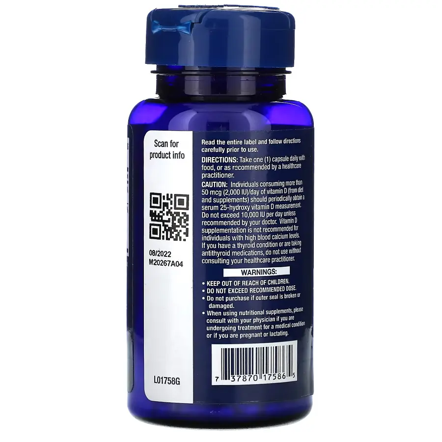 Вітаміни та мінерали Life Extension Vitamin D3 5000 IU with Sea-Iodine, 60 капсул - фото 3