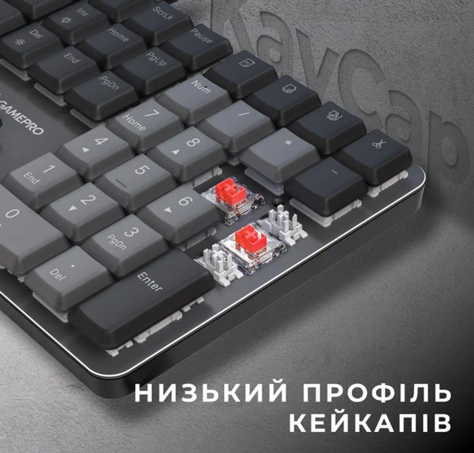 Клавіатура ігрова механічна GamePro GPMK-145R USB Outemu Red Swich Low Profile Dark Gray - фото 8