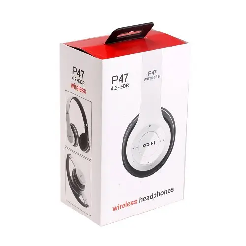 Бездротові блютуз навушники з радіо та MP3 плеєром FM Bluetooth UKC P47 білі - фото 4