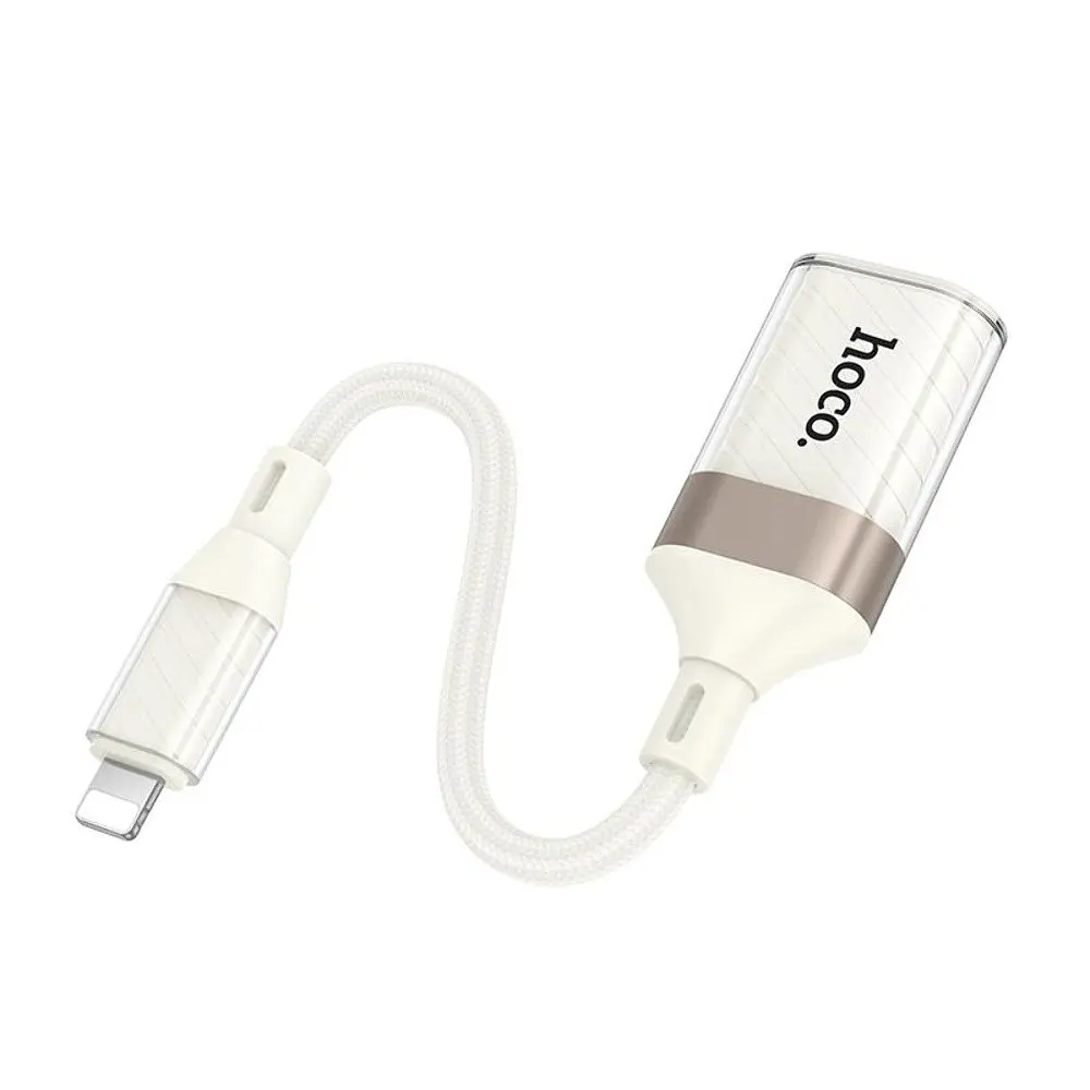 Адаптер переходник Hoco UA39 Lightning to USB 2.0 apricot - фото 4