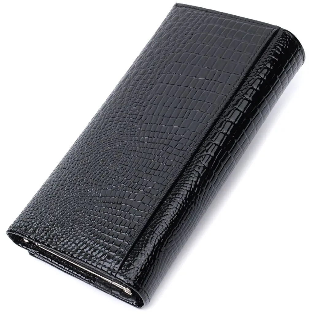 Жіночий гаманець із натуральної лакованої шкіри ST Leather 22679 чорний - фото 2