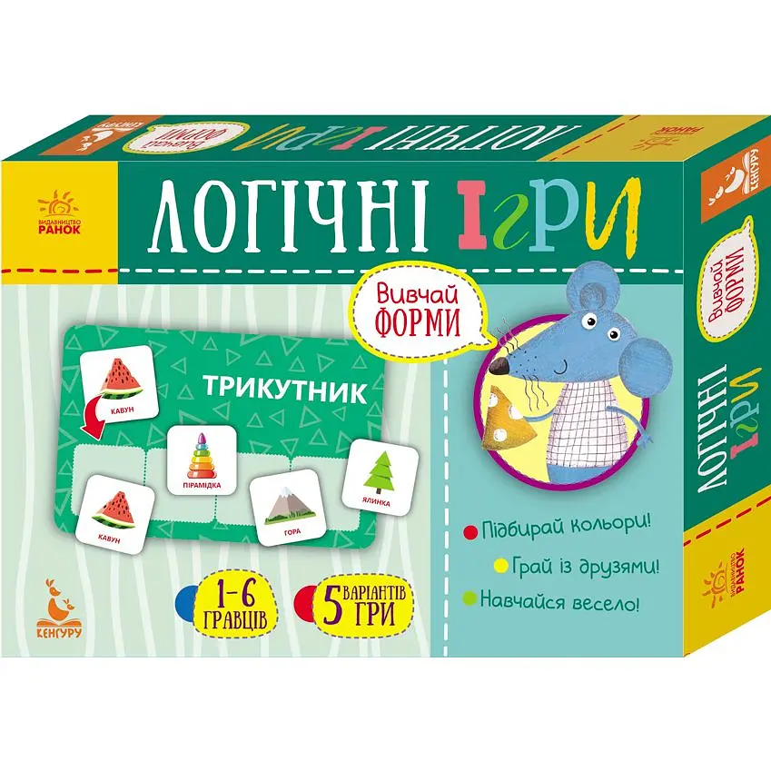 Кенгуру Логічні ігри. Вивчай форми. 24 картки (КН918002У)