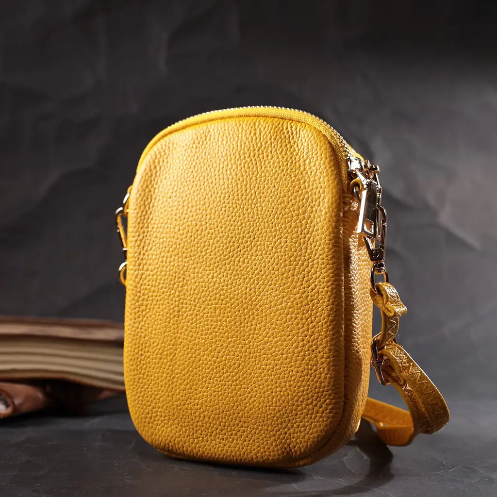 Модна сумка для жінок із м'якої натуральної шкіри Vintage 22342 жовта - фото 7