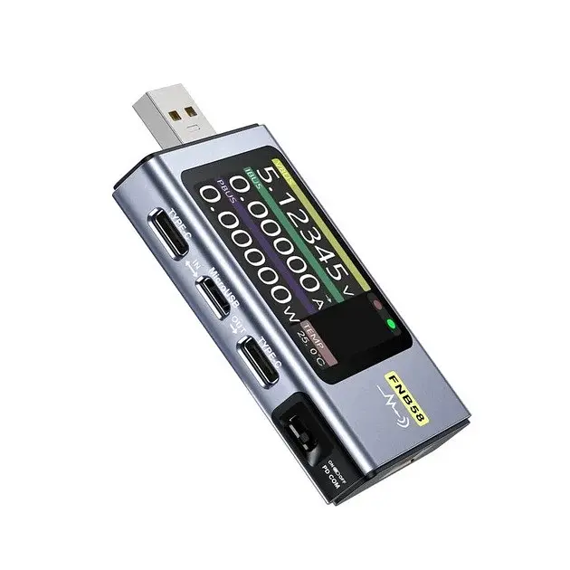 Тестер USB для зарядних пристроїв FNIRSI FNB58 з Bluetooth сріблястий - фото 2