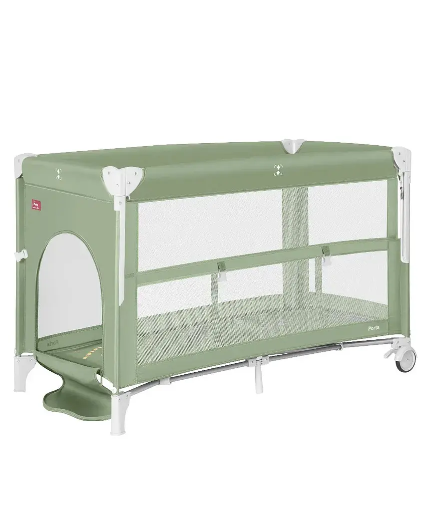 Манеж детский - кровать для новорожденных 2 в 1 со вторым дном Porta CRL-18103 Mint Green 125*65 см CARRELLO зеленый - фото 3