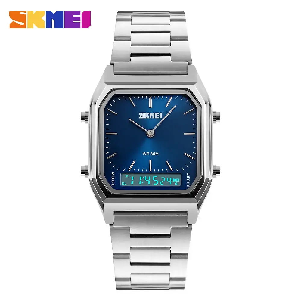 Наручные мужские часы Skmei 1220 Tango Серебристые с синим - фото 6
