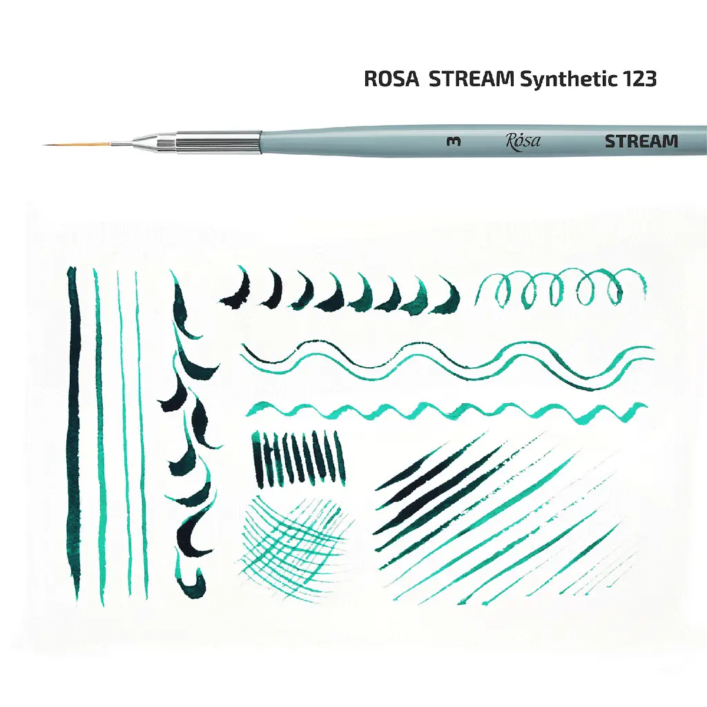 Кисть синтетика круглая лайнер STREAM 123/3 №1 короткая ручка Rosa - фото 3