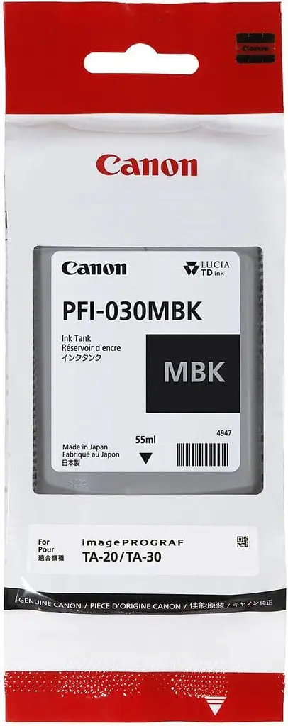 Картридж Canon PFI-030 MBK Matte Black Ink Cartridge 55 мл, сумісний із принтерами imagePROGRAF TA-20 і TA-30 - фото 2