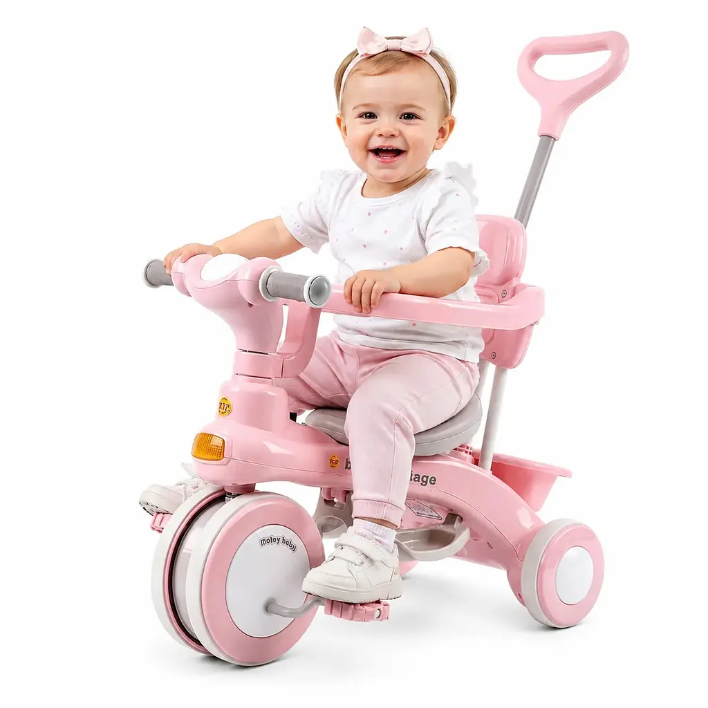 Дитячий триколісний велосипед Baby Carriage 588 рожевий з батьківською ручкою - фото 2
