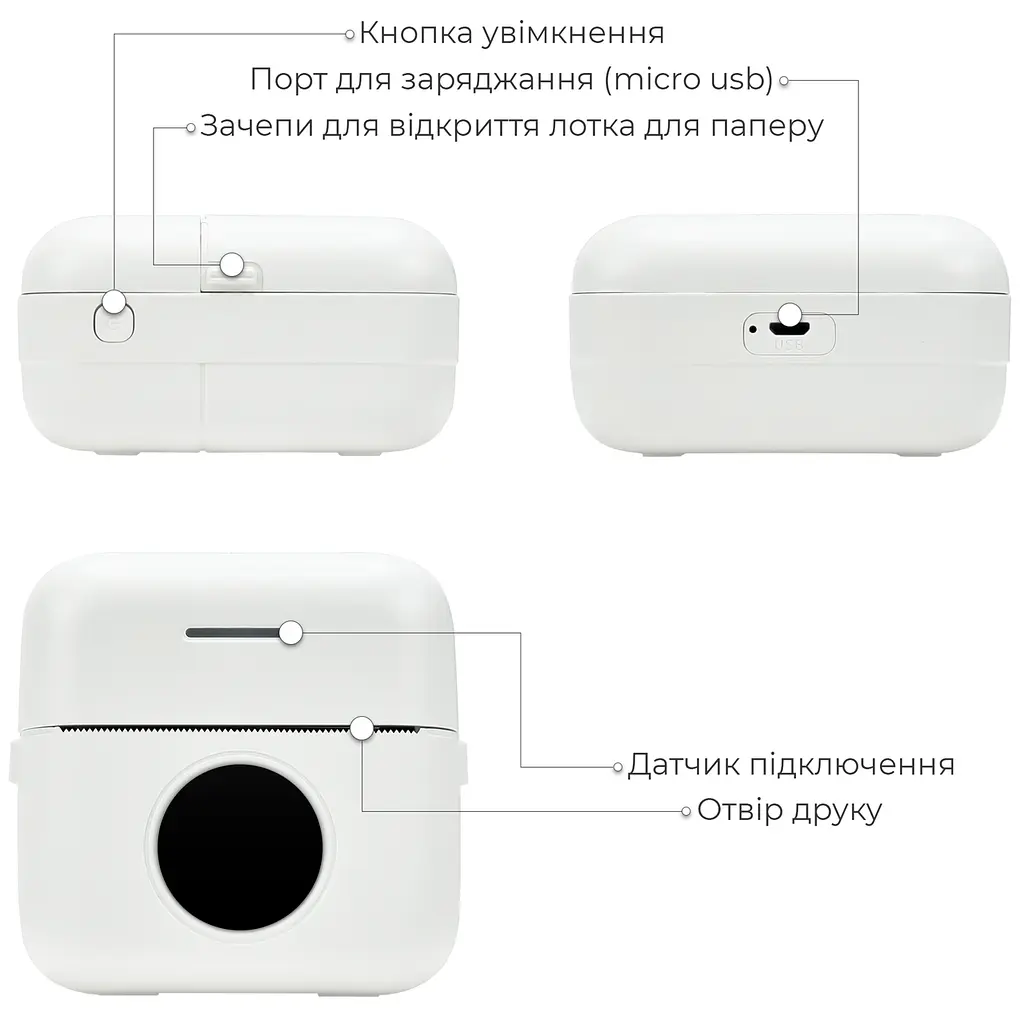 Портативний термопринтер JETIX Mini Printer Student, мобільний міні + 5 рулонів термопаперу в комплекті - фото 10