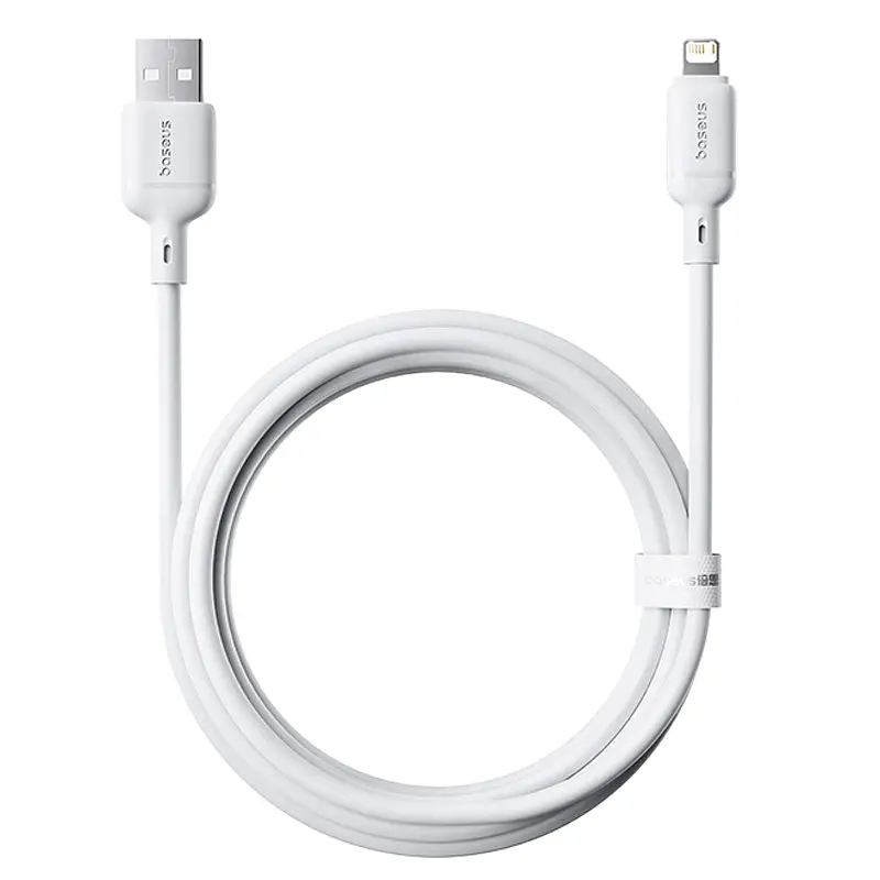 Дата кабель Baseus Silky Series OS Fast Charging USB to Lightning 2.4A (1m) (P1037770) Moon White - фото 2