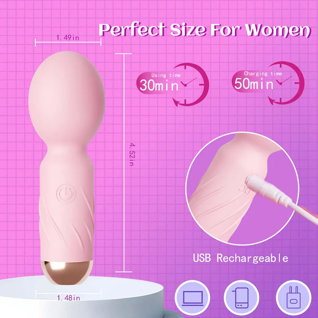 Міні вібромасажер - Cute Mini Wand Pink - фото 3