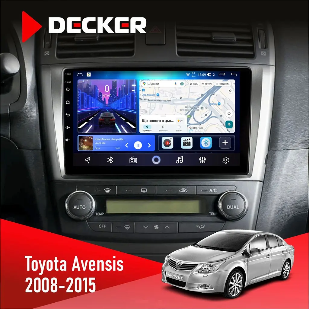 Штатна магнітола Toyota Avensis 2008-2015 Decker D9-006 4x64, 4G Decker (НФ-00003869)