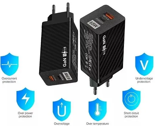 Зарядний пристрій GaN BK378 USB Type-C 65W Мережевий адаптер - фото 6