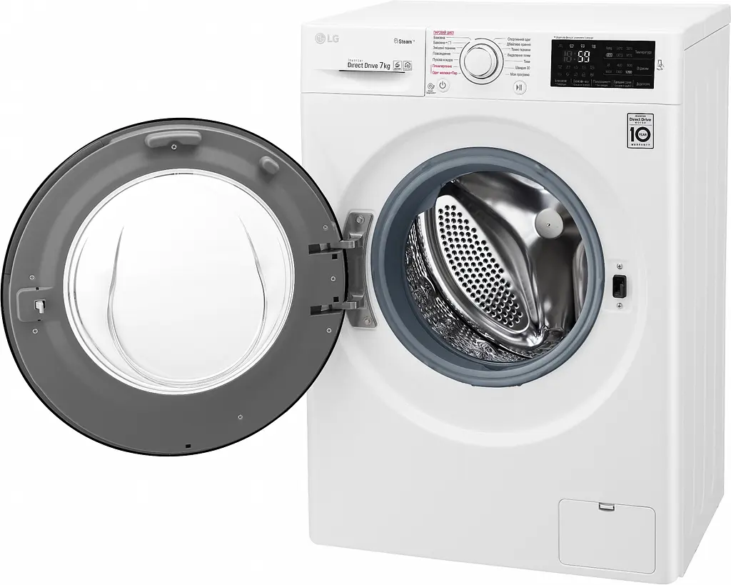 Пральна машина LG з фронтальним завантаженням F2J5HS9W, 7кг, 1200, A+++, Пар, глибина 45см, Дисплей, Інвертор, Білий (F2J5HS9W) - фото 5