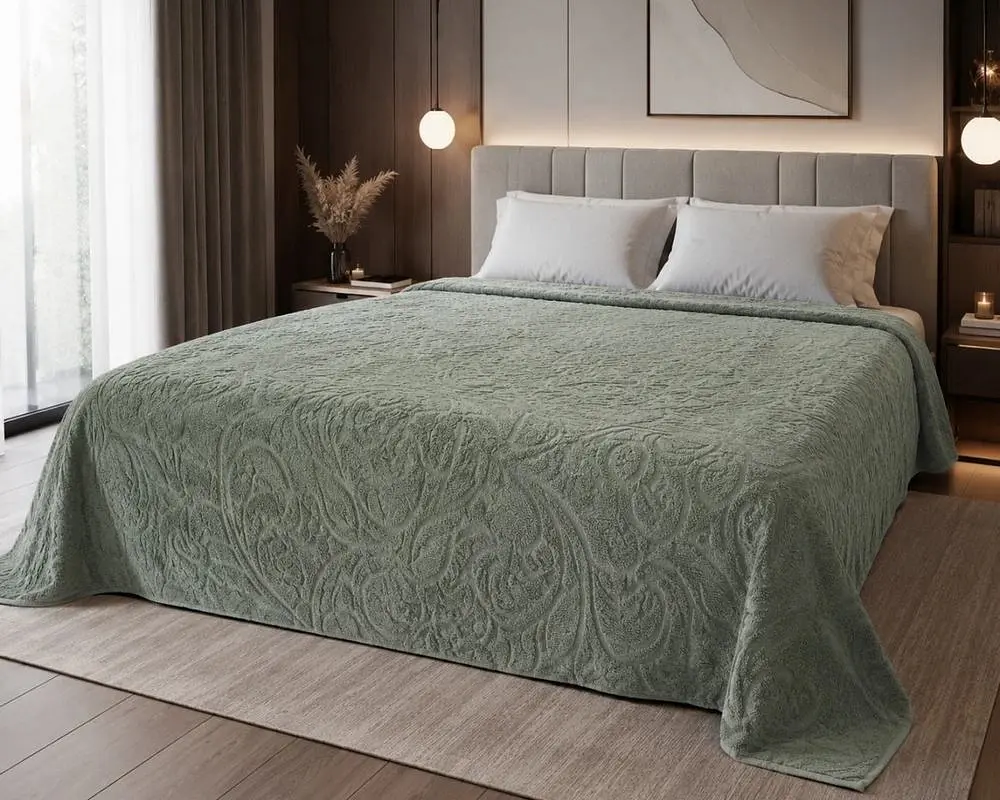 Простирадло махрове жакардове Parisa Home 150х200 щільність 400 г/м2 м'ята