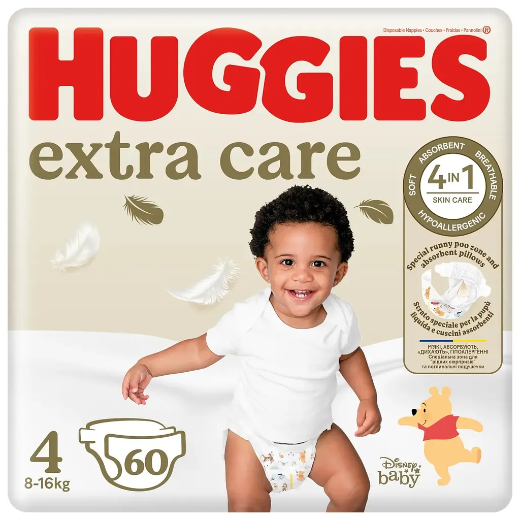 Підгузки Huggies Extra Care Mega 4, 8-16 кг 60 шт.