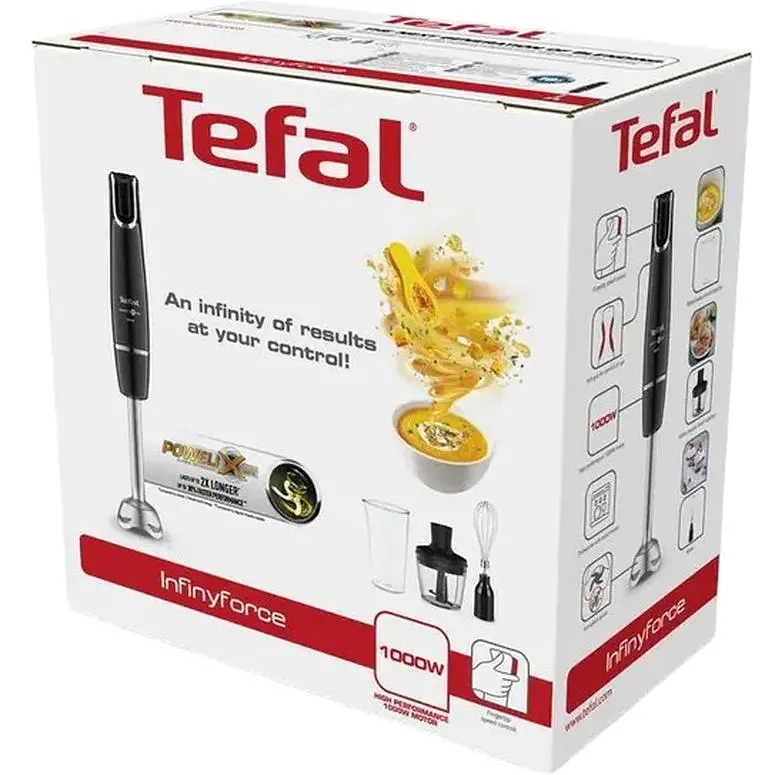 Блендер погружной 3в1 Tefal InfinyForce 1000 Вт чаша 800 мл чоппер 500 мл турборежим черный (HB943838) - фото 5
