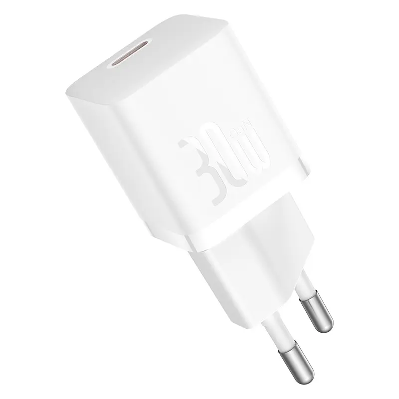 Мережевий зарядний пристрій з кабелем Baseus GaN5 Fast Charger(mini) 1C 30W EU Moon White(With: Fast Charging Data Cable Type-C) (P10110902213-00) - фото 5