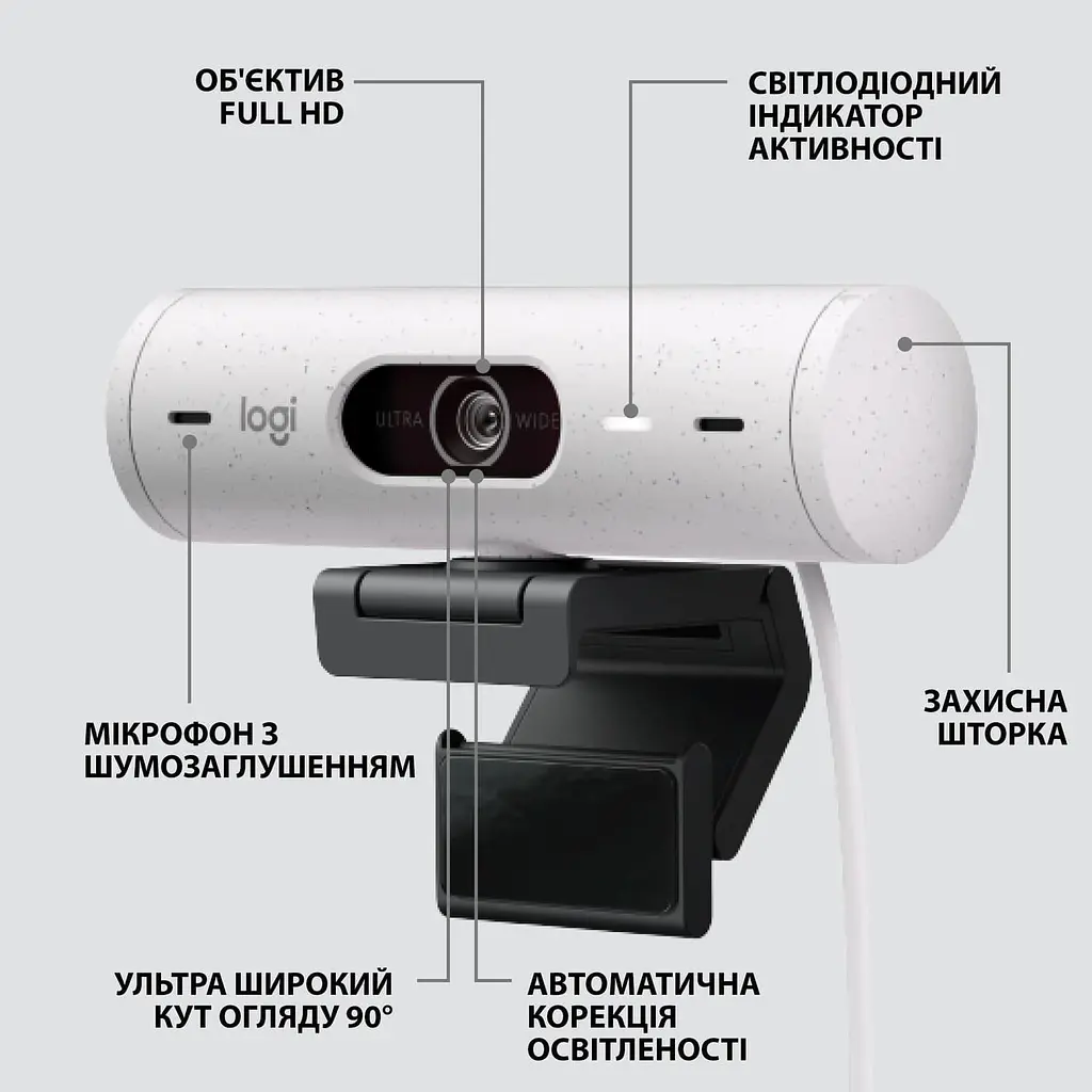 Веб-камера Logitech Brio 500 FullHD Off-White (960-001428) - фото 6
