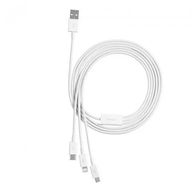 Кабель Baseus Superior Series Cable USB to Type-C/Lightning/MicroUSB 3.5A 1.5m CAMLTYS-02 White - фото 2