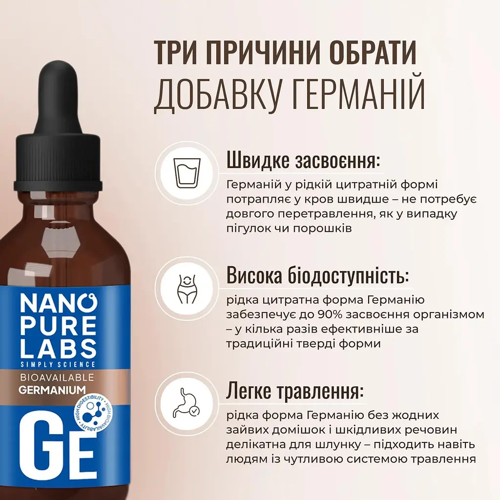 Германій Nano Pure Labs Simply Science Bioavailable Germanium GE 60 мл - фото 4
