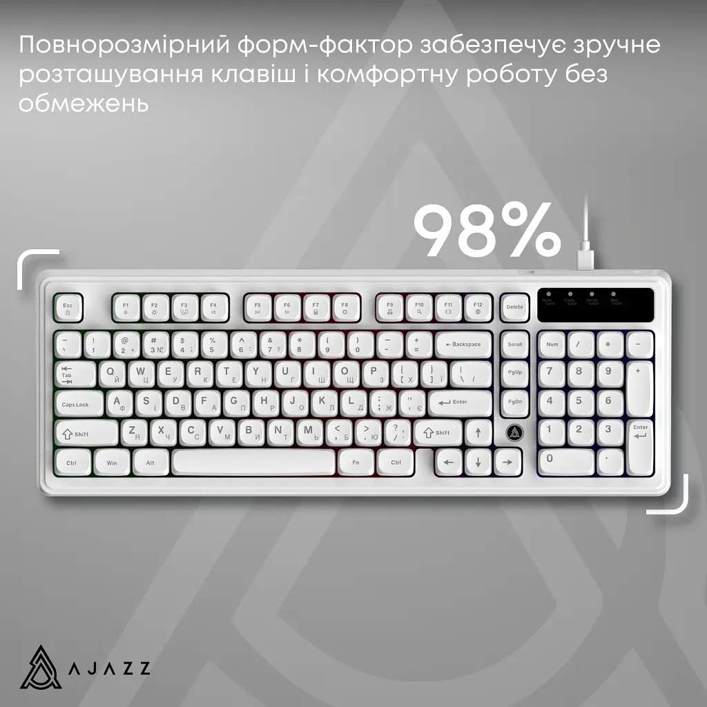 Клавіатура Ajazz AF98 USB UA White (AF98-W) - фото 8